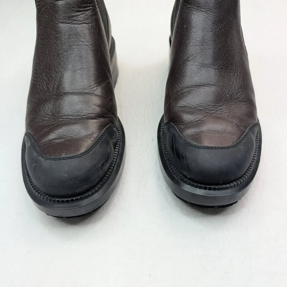 Aquatalia Men’s Size 5.5 Brown Leather Chelsea Boots | Waterproof Lug Sole Italy